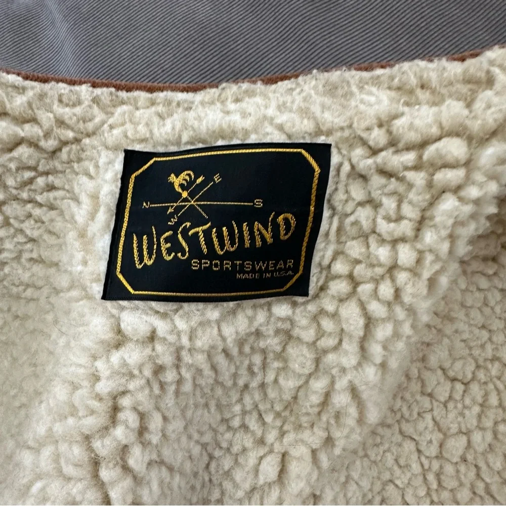 VTG 70s Westwind Sportswear Sherpa Lined Brown Corduroy Velour Vest Mens Medium - Picture 5 of 9